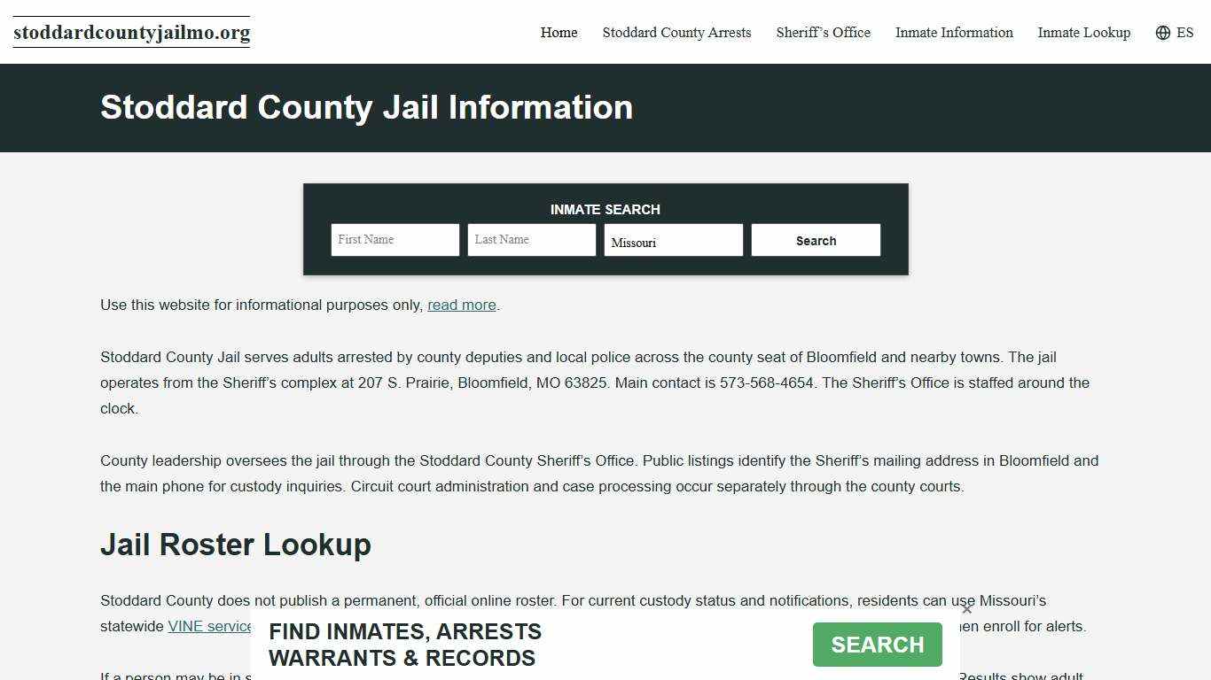 Stoddard County, MO Jail Roster, Inmate Info