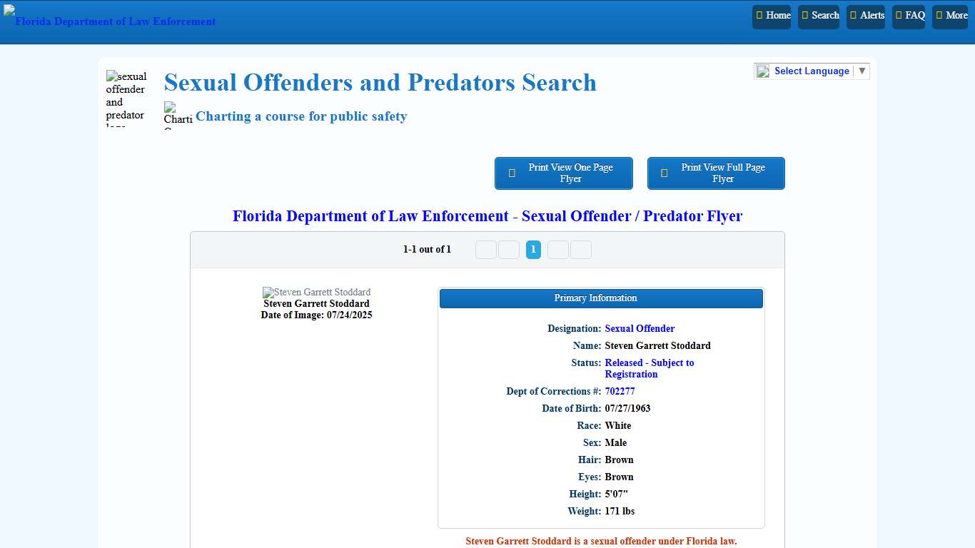 FDLE - Sexual Offender and Predator System